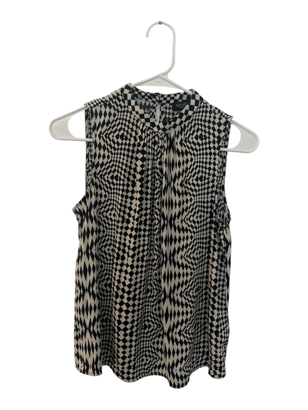 Rachel Zoe Black & Cream Optical Print Sleeveless Camisole